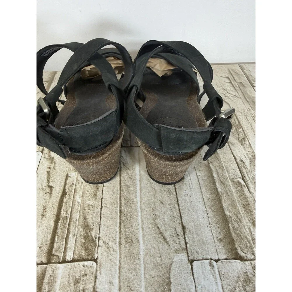 Teva Womens Mahonia Sandal Size 8 Black Nubuck Cork Wedge Heel Outdoor Casual